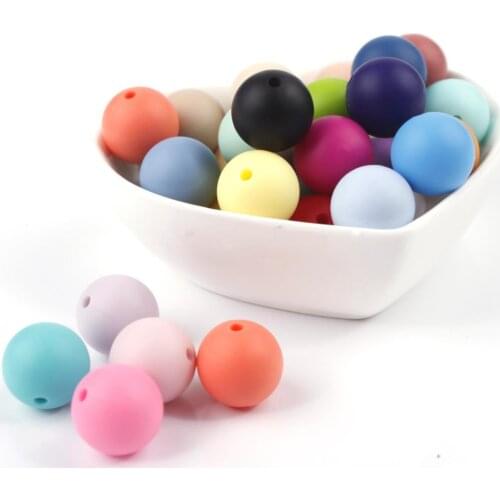 50pcs Round Silicone Teething Beads 15mm Baby Teether Bead Food Silicone Balls Toys For Girls DIY Teeth Nursing Necklace