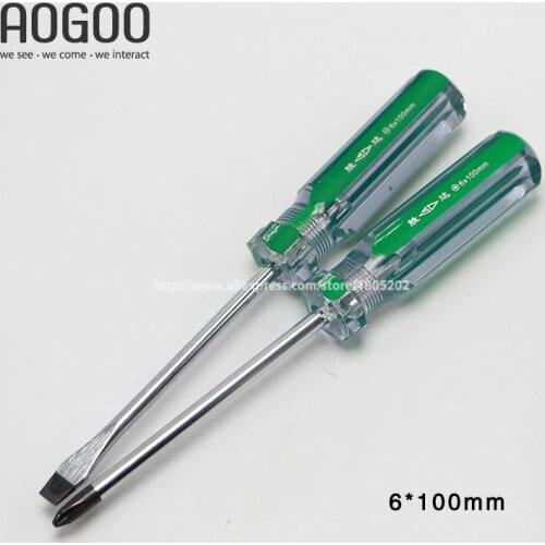 6*100mm 2Pcs/Lot Long and Hardness Screwdriver Tools Cross And Slotted Professional Industrial Tools