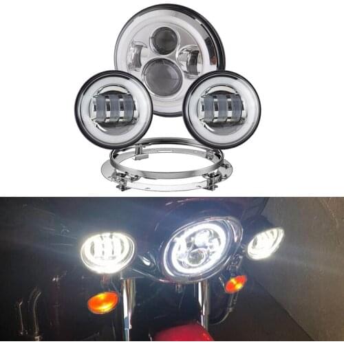 7inch LED Headlight Motorcycle For Harley Davidson Led Headlight Electra Glide Road King Fog Lamp 12V LED Headlamp Bracket 1Set