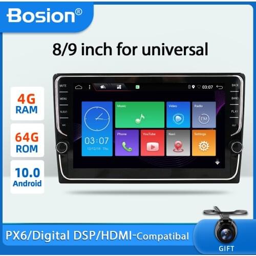 Bosion PX6 RK3399 4G+64G 9/10 inch 1 DIN universal Android 10.0 Car Audio GPS Radio Video Player BT Head unit Wifi SWC DSP IPS