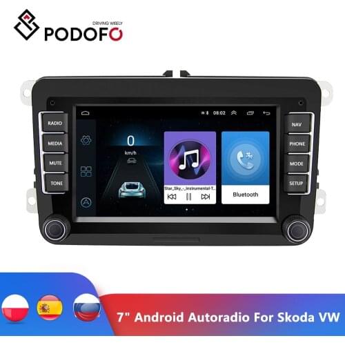 Podofo 7" Android Car Multimedia player 2 Din WIFI GPS Navigation Autoradio For Skoda VW Passat B6 Polo Golf 4 5 Touran Seat FM
