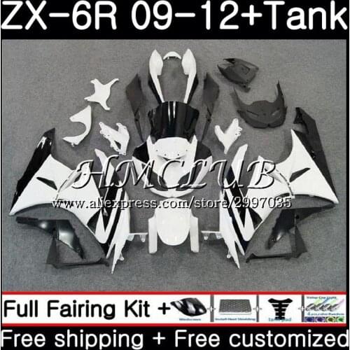 +Tank White black For KAWASAKI NINJA ZX636 ZX-6R 2009 2010 2011 2012 53HC.14 ZX 636 600CC ZX 6R ZX-636 ZX6R 09 10 11 12 Fairing