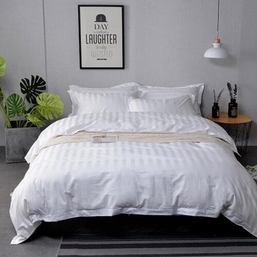 White Satin Stripe hotel bed sheet