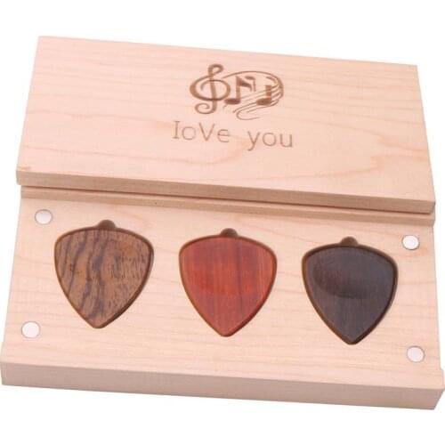 Guitar Picks Iron Pick Box Holder Collector with 3pcs Different Wood Picks Mediator for Guitar Accessories & Parts guitar tool