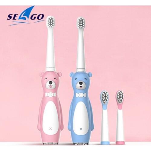 SEAGO NEW Children Sonic Toothbrush Rechargeable Toothbrush Waterproof Electric Toothbrush with Soft Bristles for 3-12 Years Old