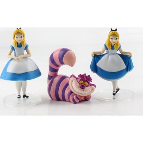 3Pcs/Set Alice in Wonderland Cheshire Cat White Rabbit Action Figure Anime Decoration Collection Figurine Toys Model 7-9CM
