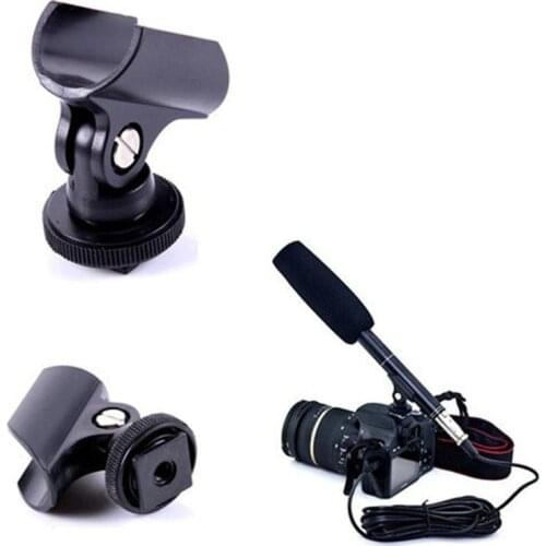Brand New and High Quality 1 PC Microphone Clip Stand 19mm Plastic Mic Microphone Holder Clip with Hot Shoe For DSLR Camera