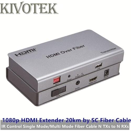 HDMI Extender Transceiver 20km Adapter by SC Fiber Cable,with IR,Signal Mode Fiber/Multi MODE Fiber,N TXs to N RXs Free Shipping