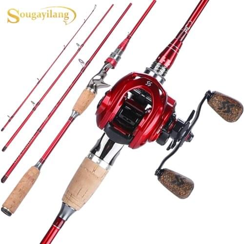 Sougayilang Fishing Combo 2.1/2.4m Casting Fishing Rods and 9+1BB 8 :1 High Speed Gear Ratio Reels Casting Fishing Reel Sets