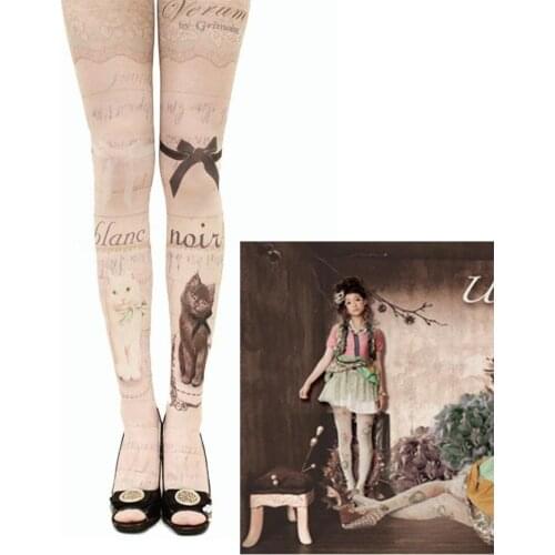 Girl Velvet Silk Stockings Japanese School Style Cat Butterfly Bone Rabbit Render Pants Pantyhose Tattoo Tights Harajuku Female