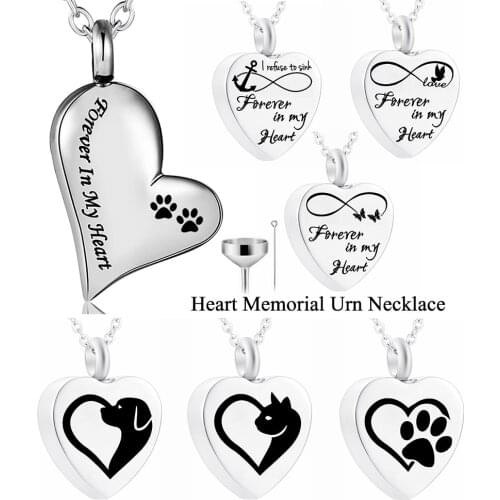 Cremation Jewelry For Ashes Pet Urn Necklace Heart Pendant With Beautiful Presentation Gift Box And Funnel Accessories