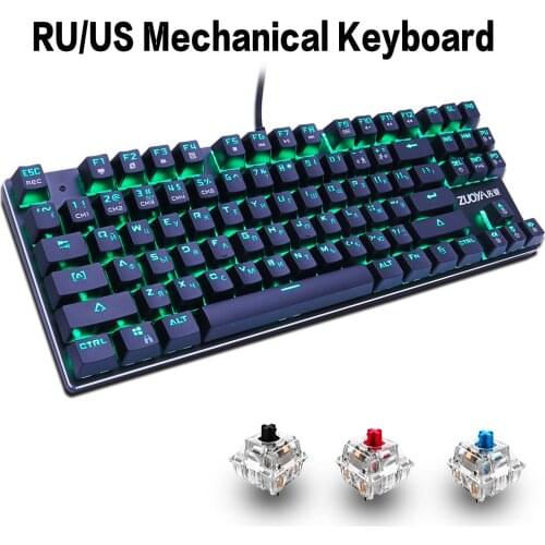 87 Mechanical Keyboard Russian/ US layout Gaming Keyboard RGB Backlight Wired Keyboard Русская раскладка клавиатуры