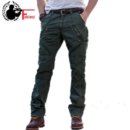 Multi-Pocket Mens Military Cargo Pants Loose Style Men Pants Tactical Casual Long Trousers Male Joggers Zip Fly Size 29-38