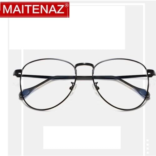 MAITENAZ Alloy Vintage Glass Frame Large Full Frame for Men Women Fashion Spectacles 8705