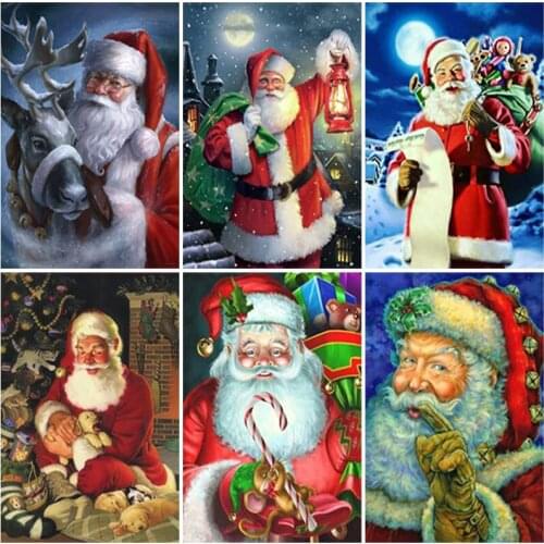 DIY Santa Claus 5D Diamond Painting Full Square Drill Christmas Gift Diamond Embroidery Cross Stitch Resin Mosaic Home Decor
