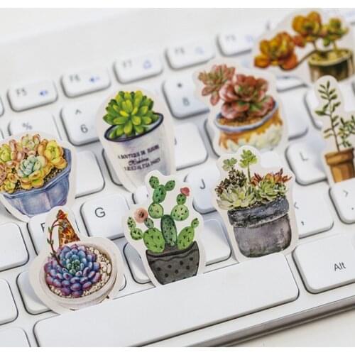 Free shipping 56packs Green Plants Succulent Feelings Boxed Sticker Bullet Journal Decorative Adhesive Stickers