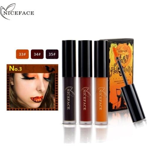 NICEFACE 3Pcs/set Halloween 3 Color Lip Gloss Waterproof Long Lasting Lipstick Moisturizing Lips Makeup Cosmetics Easy to Wear