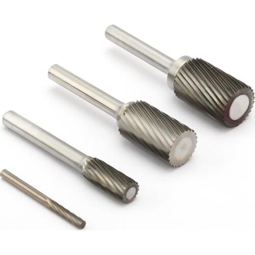 Noreturn 1pcs Rotary file Tungsten Steel Rotary File Single Slot Hard Alloy Steel Cylindrical Milling Cutter Size3-16mm