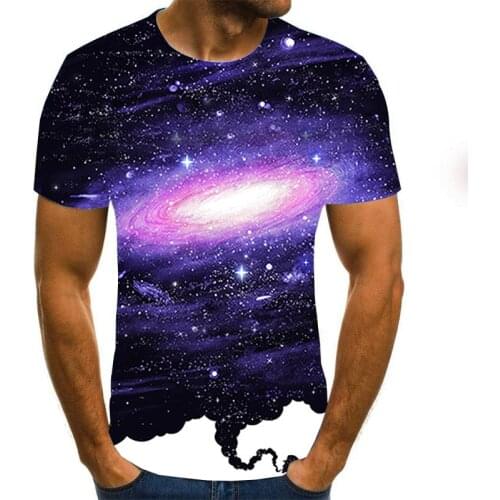New 3d Starry Sky Printed T Shirt Men Summer Casual Mans T -Shirt Tops Tees Funny T Shirt Streetwear Male Size 100-6XL