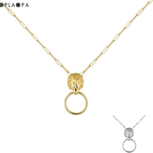 DPLAOPA 925 Sterling Silver 2021 Gold Plated Silver Lion Necklace Long Chain Horoscope Fashion Finej Jewelry Rock Punk