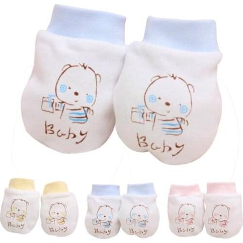 Cartoon Pattern Anti-Grasping Gloves Four Seasons Newborn Safety For Newborn Protection Face Baby Mitten