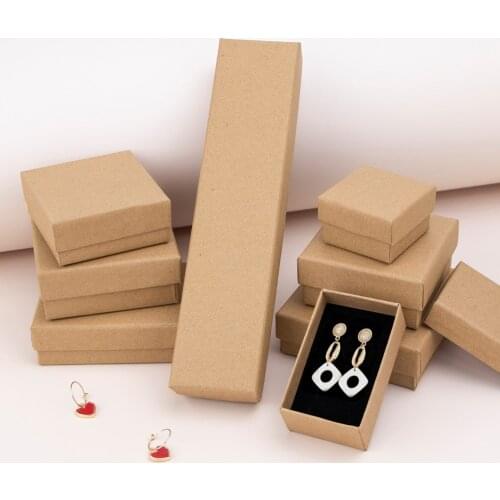 5pcs / 10pcs / jewelry gift box jewelry package carton rectangular sponge lined black cow leather white carton