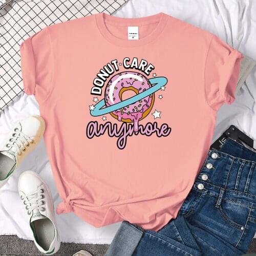 Donut Care Anymore Kawaii Print Clothes Hip Hop Oversized Tshirts Vintage Summer T-Shirts Fashion Loose Creativity Sweat Tops