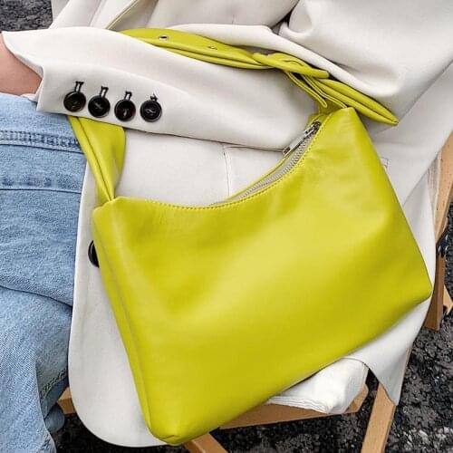 Casual Solid Soft PU Leather Shoulder Bag for Women New Korean Fashion Baguette Bags Designer Luxury Wide Strap Handbags Purses