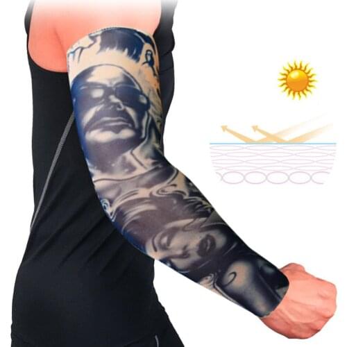 Cool Tattoo Sleeve Arm Warmer Long Cuff Ice Arm Sleeve UV Protection Arm Guard Cycling Riding Arm Sunshade Tattoo Glove