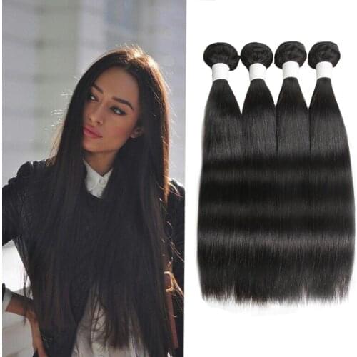 Wigenius Straight Hair Bundles Straight 4Bundles With Lace Closure Human Hair Extensions Wave Formers and 4x4 Swiss Lace Closure