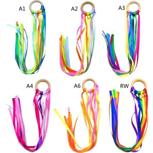 Regenboog Natuurlijke Houten Lint Ring Waldorf Speelgoed Baby Pasgeboren Bijtring Montessori Sensory Speelgoed Douche Gift