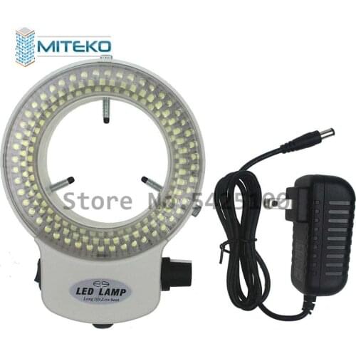 Adjustable 144 LED Ring Light illuminator Lamp For Industry Stereo Microscope Digital Camera Magnifier with AC Power Adapter