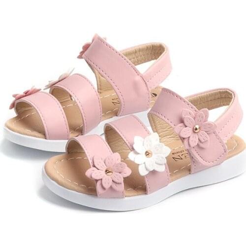 CMSOLO Sandal Shoes Summer New Fashion For Baby Girls Shoes Classic Wild Flat Heels Flowers Decorations Kids Shoes Sandals