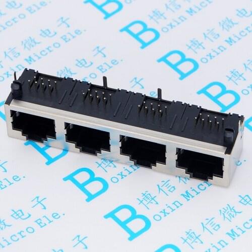 RJ45 Socket 56 1 * 4 No Lights Network Socket 4 Port 8p8c With Shield No Lights No Shrapnel 4 Siamese