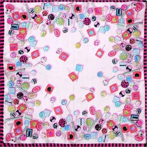 Natural Silk Scarf Women Bandana Female Lollipop Hair Scarf for Women Silk Headband Candy Womens Square Silk Face Mask Scarf