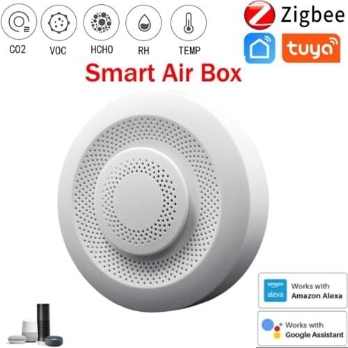 Tuya ZIGBEE Smart Air Box Formaldehyde VOC Carbon Dioxide Temperature Humidity Sensor Automation Smart Home Alarm Detector