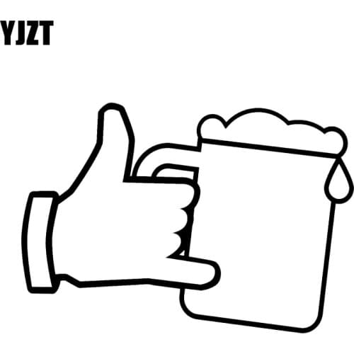 YJZT 14.8*10.3CM Beer Glass And Hand Car Sticker Vinyl Graphic High Quality Decoration C12-0147