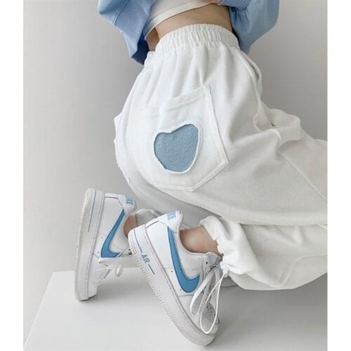 Love Sports Pants Female Spring and Autumn Beam Feet Loose Drawstring All-match Slim Casual Pants Korean Student Guard Pants Ins