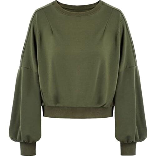 Women Oversized Solid Long Sleeve Sweatshirt Winter Windproof Fleece Pullover Comfy Round Neck Blusas Top Leisure Time Sweater