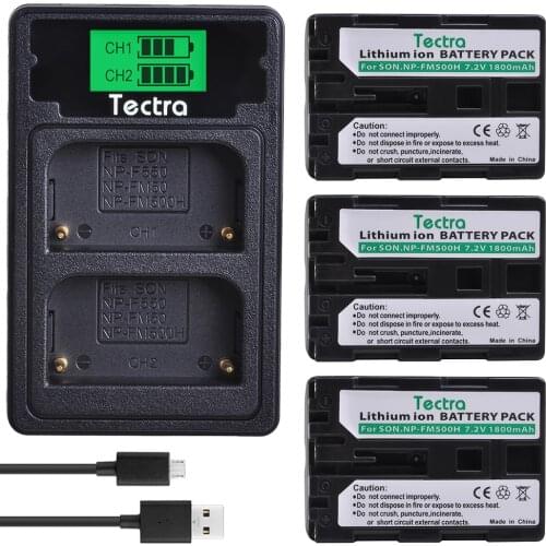 1800mAh 3PCS NP-FM500H NPFM500H Battery+LCD Charger Type C for Sony Alpha A58 DSLR-A350A300/A350/A450/A500/A550/A850 SLT-A57