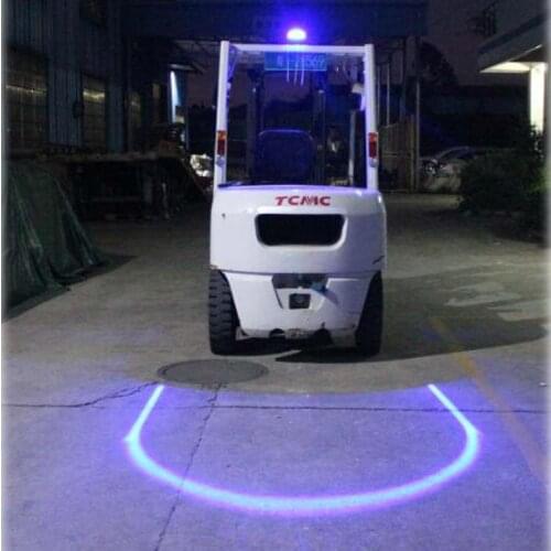 1x E9 blue 10W Emark 10-80V New curved safety light red green led forklift warning light U-shaped safety zone light EMC CE IP67