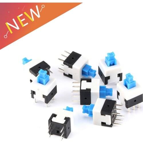 20pcs/lot Square 7x7x12mm 6 Pin DPDT Mini Push Button Self-locking Switch G64 Multimeter Switch 8x8MM
