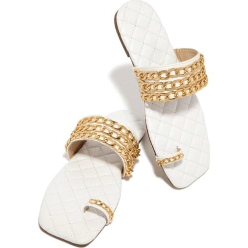 2021 Fashion Sexy Summer New Style Roman Rhinestone Flat Outdoor Large Size Slippers Solid Color Women Flat Beach Slippers