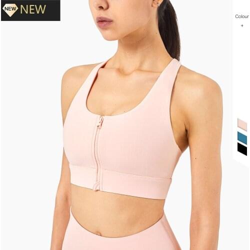 2021 New High Impact Zipper Sports Bra Shockproof Backless Bra Jogging Pilates Fitness Training Lulu Yoga Bra Underwear Women