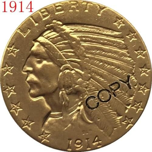 24-K gold plated 1914 $5 GOLD Indian Half Eagle Coin Copy