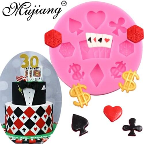 3D Poker Dice Fondant Cake Decorating Tools DIY Birthday Cake Border Silicone Molds Gumpaste Chocolate Candy Clay Moulds