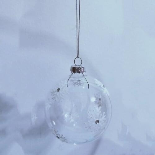 4pcs/pack Diameter=8cm Transparent Glass Globe Christmas Day Hand Drawing Hanging Ball Pendant Friend Gift Festival Decoration