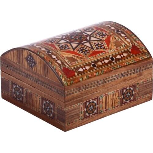 Jewelry Accesorry Organizer Handmade Natural Solid Wooden Box Domed-Shaped