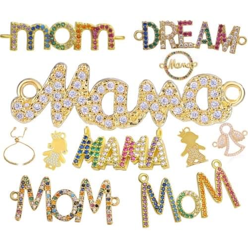 Juya DIY Bracelets Accessories Handmade Letters Mama Boy Girl Angel Connectors For Needlework Bracelets Necklace Earrings Making