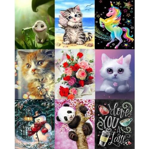 New Full Round Drill 5D DIY Diamond Embroidery "Cartoon, animals, landscape,text" Diamond Painting Cross Stitch 3D Decor